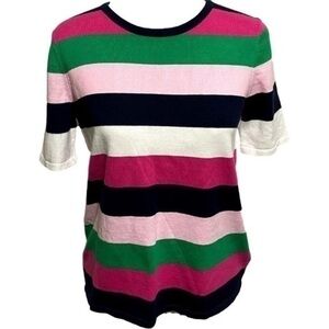 Brooks Brothers Colorful Striped Short Sleeve Crewneck Sweater​